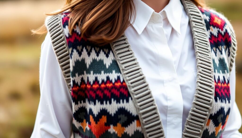 Sweater Vest Pattern Mixing Styles